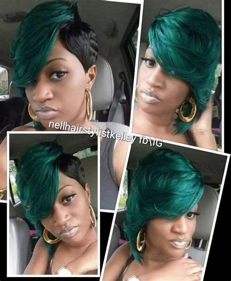 Emerald Green 27 Piece Quickweave Short Hairstyles Black Women Dope