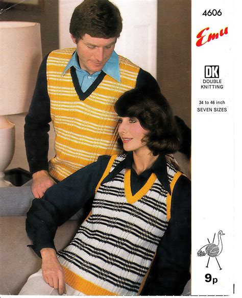 Original Knitting Pattern Emu 4606 Womens Ladies Mens 70s Vintage Dk V