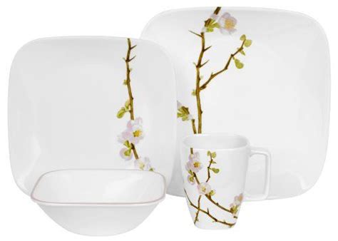 Corelle Cherry Blossom Square 16 Piece Dinnerware Set