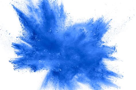 Abstract Explosion Of Blue Dust On White Background Abstract Blue