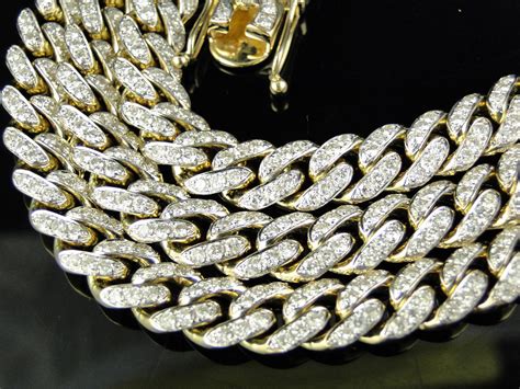 Mens 245 Ct 10k Yellow Gold Miami Cuban Link Diamond Necklace Chain 33