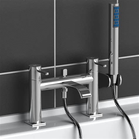 Modern Chrome Square Round Bath Mixer Tap With Handheld Shower Bathroom