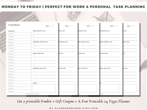 7 Day Planner Printable Daily Templates Planner Best Minimal Etsy
