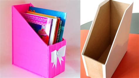 Diy Magazine Holder Cardboard Storage File Organizer Waste Material