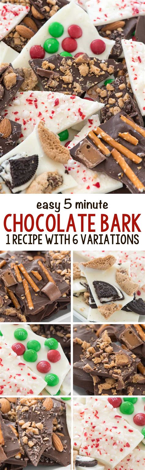 Making candy for our loved ones is a neat way to say that we are thinking of them and their needs. 5 Minute Chocolate Bark (6+ ways) - Crazy for Crust