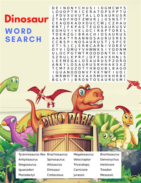 Free Printable Dinosaur Word Search For Kids