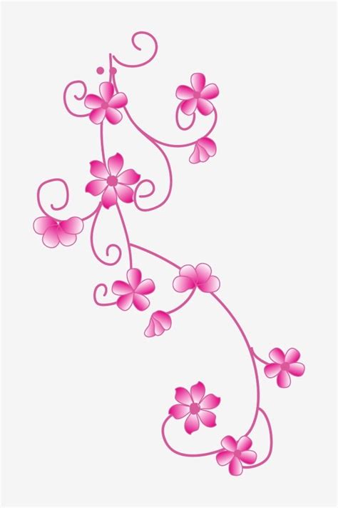 Pink Flowers Vine Illustration Pink Rattan Cartoon Illustration