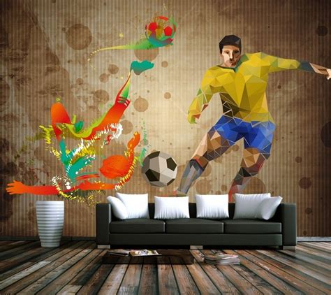 Football Player Sport Wallpaper Mural In 2020 Mural Wallpaper Wall