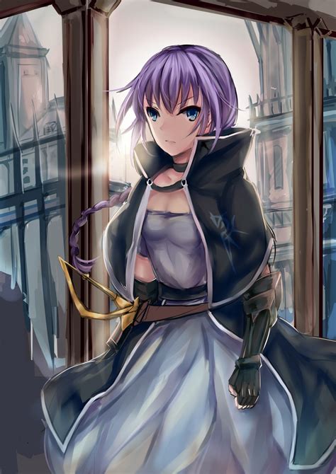 Wallpaper Illustration Long Hair Anime Girls Blue Eyes Purple Hair Armor Sword