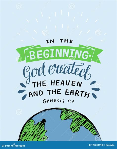Hand Lettering With Bible Verse In The Beginning God Created The Heaven