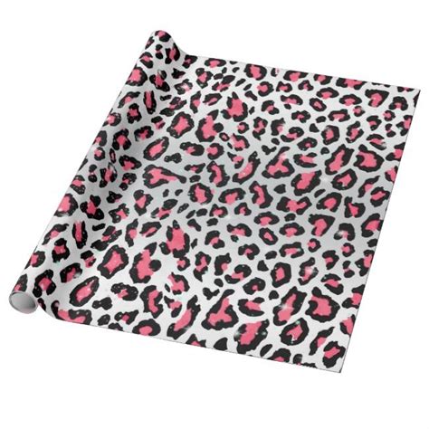 Trendy Bubble Gum Pink Leopard Animal Print Wrapping Paper