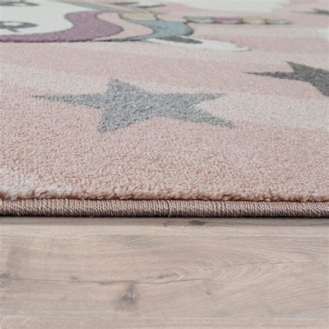 Unicorn Rug For Kids Bedroom On Clouds In Pastel Pink Purple Size 80