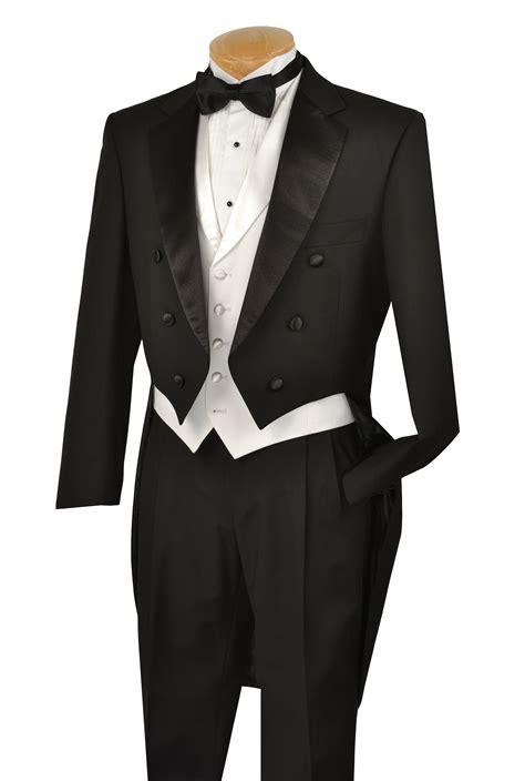 vinci men s 3 piece tuxedo with tails luxurious wool feel