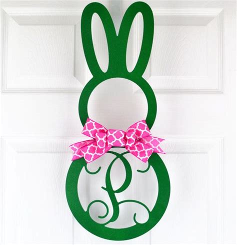 Easter Door Hanger - Green Easter wreath - Easter decorations - Easter decor - Easter Bunny ...