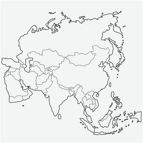 A Black And White Map Of Asia With All The Countries Marked In It S Borders