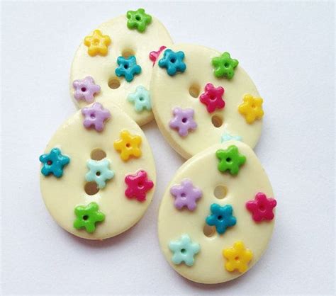 Easter Egg Buttons Polymer Clay Handmade Craft Buttons Via Etsy