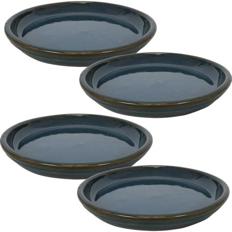 Sunnydaze Decor 4 Pack 12 In Forest Lake Green Ceramic Plant Saucer In