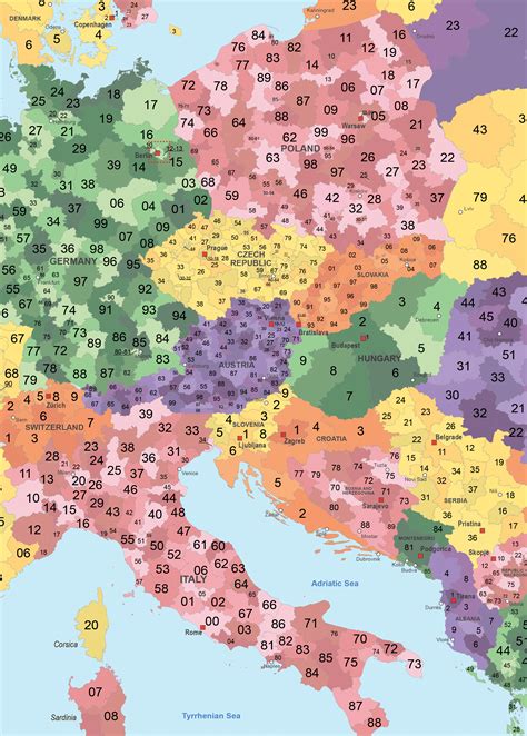 Europe Postal Codes Wall Map Wall Map Of Europe Zip Codes Wall Maps