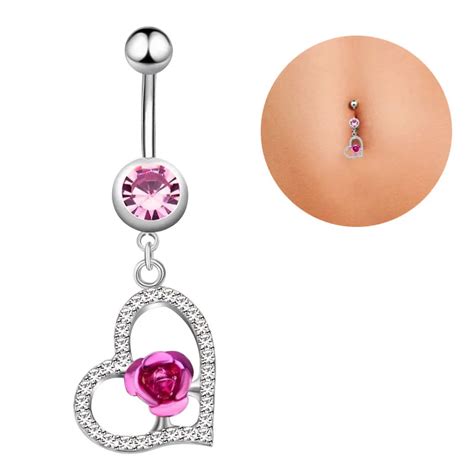 New Fashion Woman Heart Shape Belly Button Rings Navel Body Belly Piercing Nombril Body Piercing