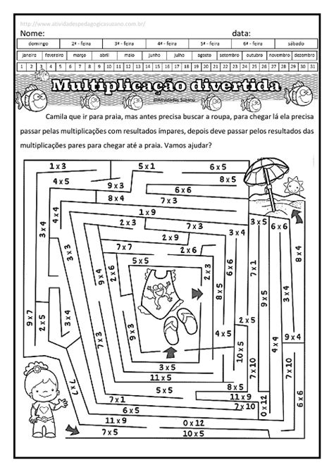 Multiplicação Divertida Com Labirinto E Legenda