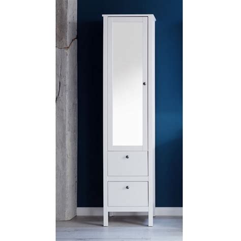 Valdo Mirrored Bathroom Cabinet Tall In White With 1 Door Furniture