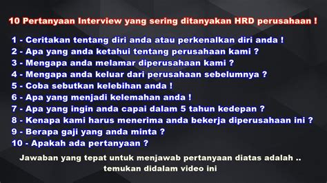 Cara Menjawab Pertanyaan Interview Yang Paling Sering Ditanyakan Pasti Diterima Tutorial