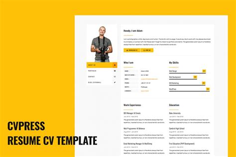 You can download this template for free and use it free creative and professional css3 cv resume template. CVPress - Resume CV Site Template | Creative HTML/CSS ...