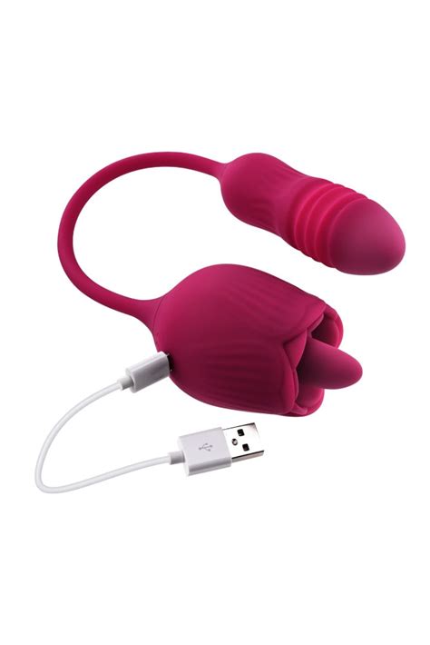 evolved wild rose thrusting bullet with flicking tongue vibrator r