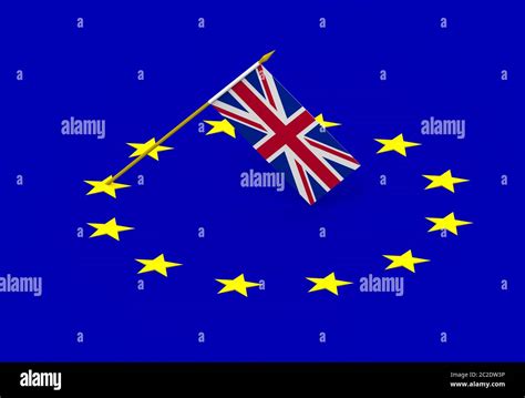 Flags Of United Kingdom And European Union 3d Render Isolated On