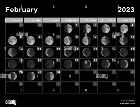 February 2023 Lunar Calendar Moon Cycles Moon Phases Stock Photo Alamy