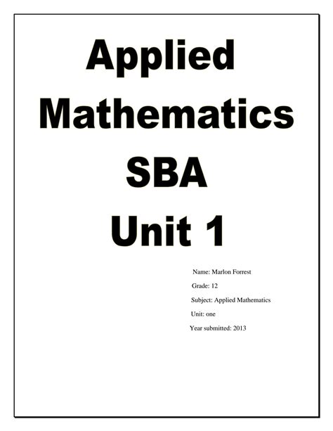 Solution Applied Mathematics Sba Unit 1 Studypool