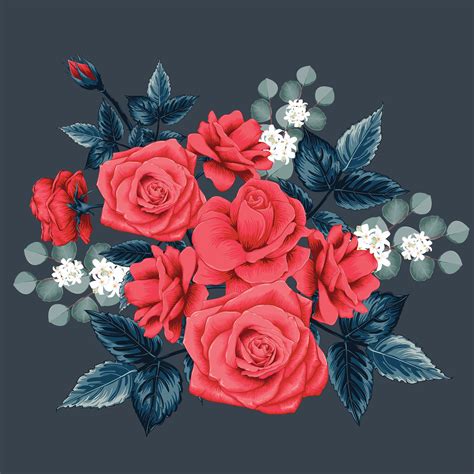 Floral Bouquet With Red Rose 1186605 Vector Art At Vecteezy
