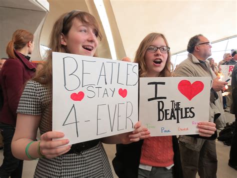 At Jfk Airport Beatles Fans Celebrate 50th Anniversary Of British