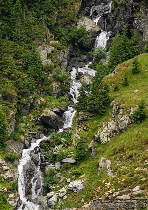 Summer Landscape Hiking Outdoor Concept Rocky Waterfall In The