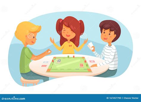 Children Playing Board Game Vector Illustration Stock Vector