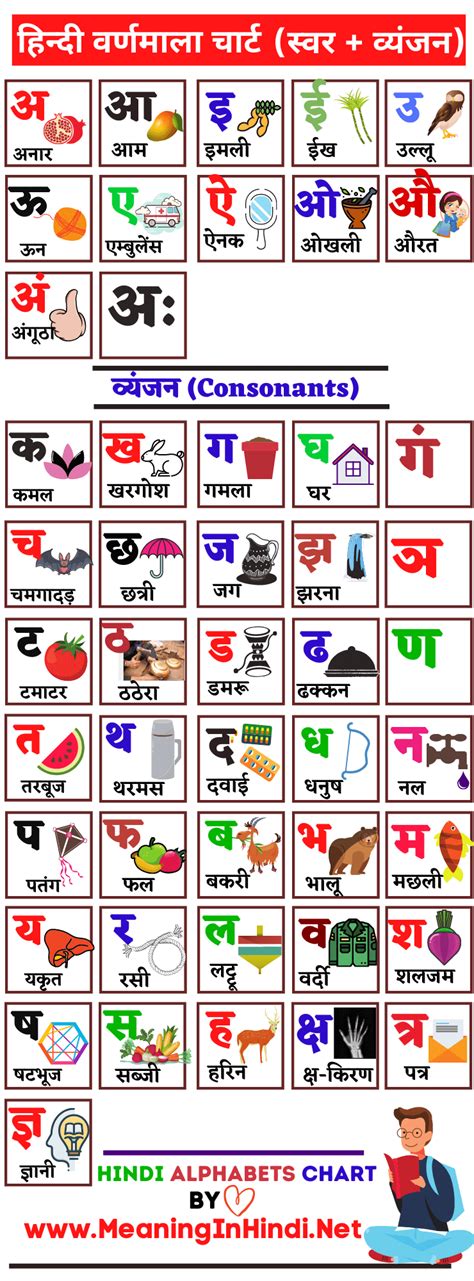 Hindi Alphabet हिन्दी वर्णमाला वर्ण स्वर व्यंजन With Chart