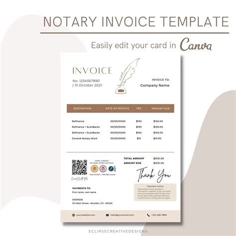 notary invoice template invoice for notary public loan etsy notary signing agent loan