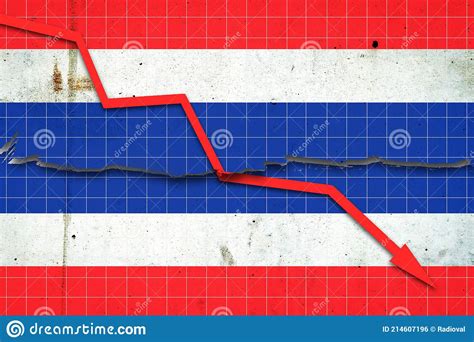 Fall Of The Thailand Economy Recession Graph With A Red Arrow On The