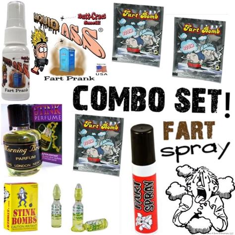 1 Liquid Ass 3 Stink Bombs 1 Fart Spray Can 1 Stink Perfume 3