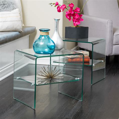 Noble House Santina Transparent Glass End Tables Set Of 2