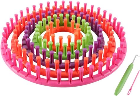 Round Knitting Looms Set Set Of 5 Plastic Knitting Looms With 1 Yarn