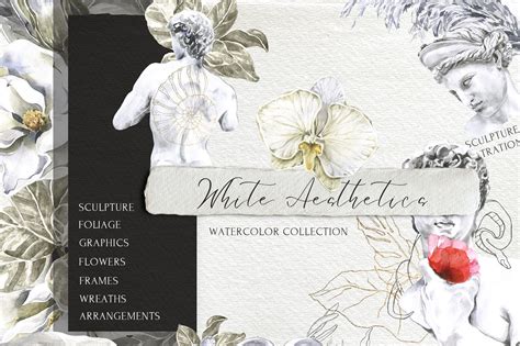 White Aesthetics Watercolor Collection By Cat in Colour | TheHungryJPEG.com