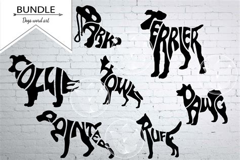Bundle Digital Dogs Word Art In Shape Dogs Svg Png Eps