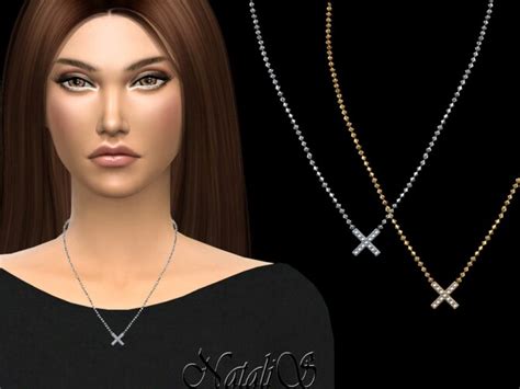 X Shaped Pendant Necklace By Natalis Sims 4 Jewelry