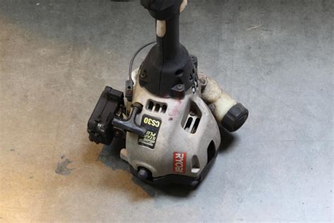 Try removing the starter housing, inside will be a large white or black wheel, visually inspect to make sure the componets are not damaged and that nothing jamming it. Ryobi Cs30 Gas Trimmer | Property Room