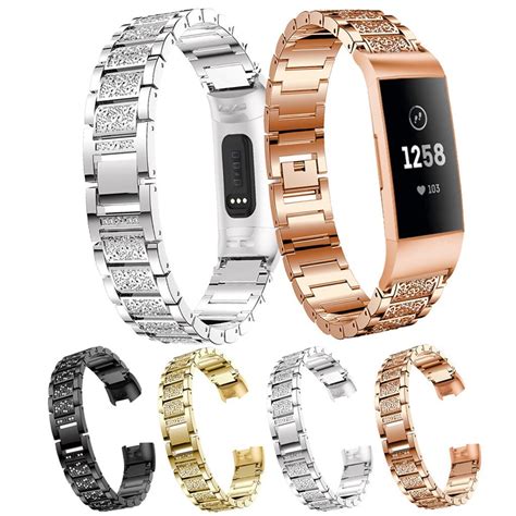 Smart Watch Bands For Fitbit Charge 3 Rhinestone Bracelet Band