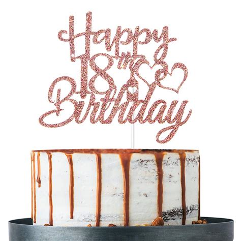 Buy Rose Gold Glitter Happy 18th Birthday Cake Topper 18th Birthday