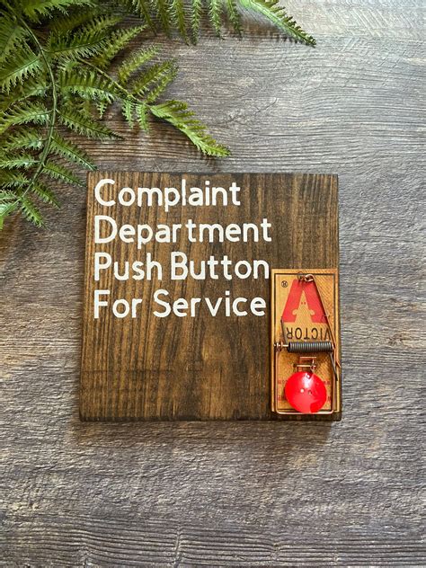 Complaint Department Push Button For Service Funny Sign For Etsy