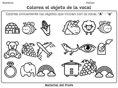Colorea El Objeto De La Vocal Material Del Profe 2023