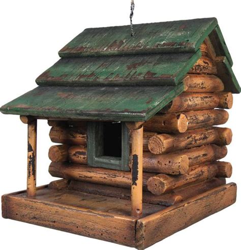 Lot of 4 new small wooden unfinished birdhouses. Wooden Log Cabin Bird House 624 | Buffalo Trader Online